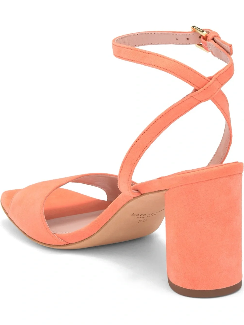 KATE SPADE Delphine Coral Suede Block Heel Ankle-Strap Sandals Shoe NWOB $198